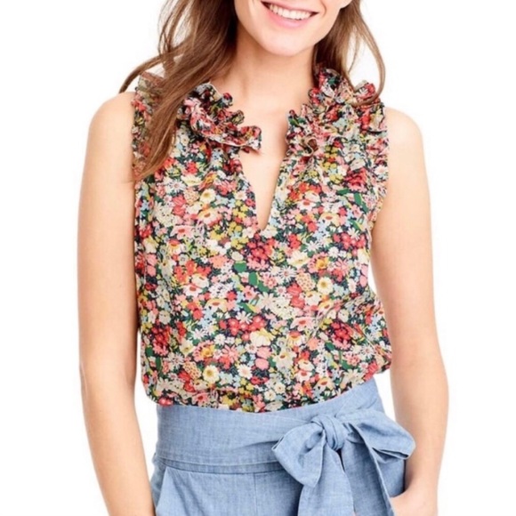 J. Crew Tops - J CREW Liberty Thorpe Ruffle Sleeveless TOP 2